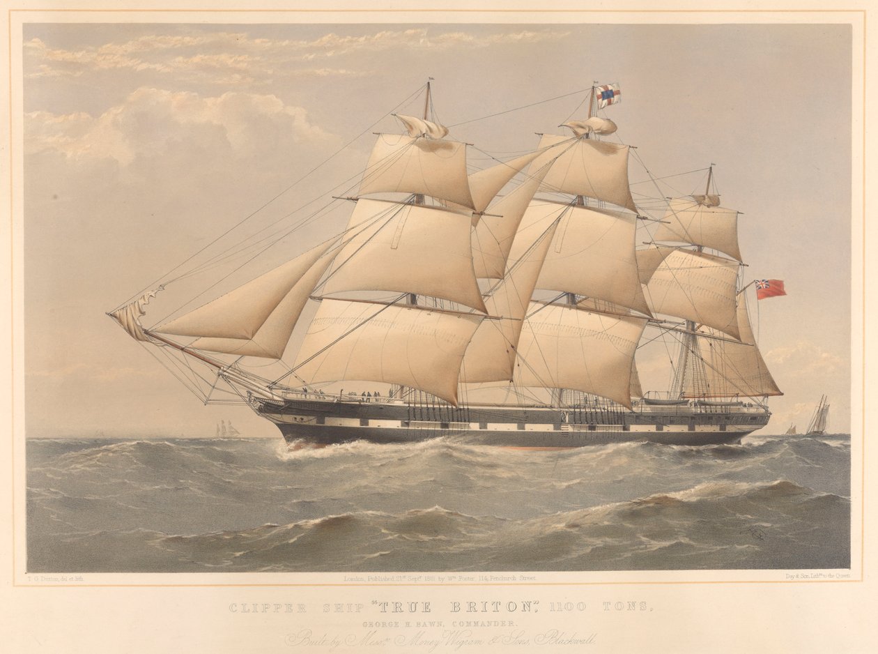 Klipperskibet True Briton på 1100 tons, af Thomas Goldsworth Dutton