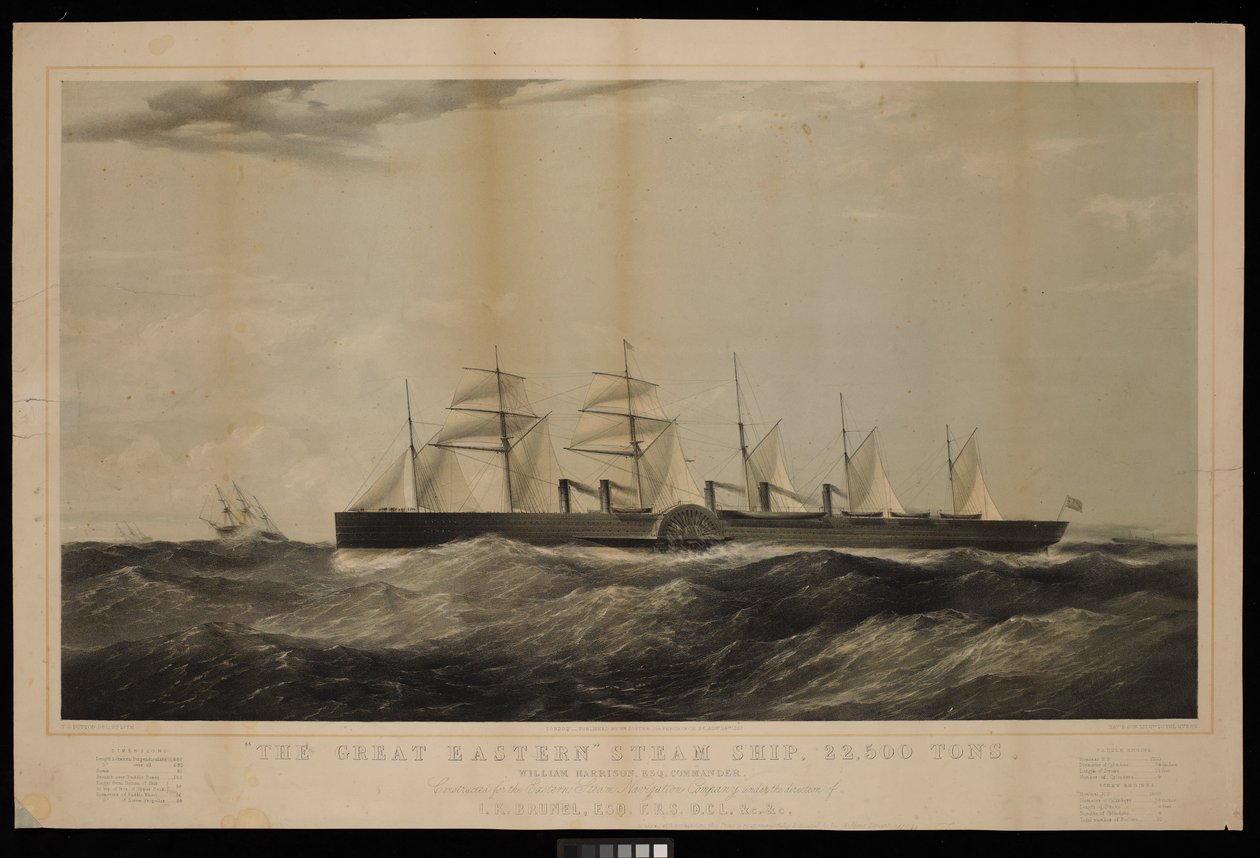 Det store østlige dampskib... William, Harrison, Esq, Commander, Konstrueret for Eastern Steam Navigation Company under ledelse af I K Brunel... af Thomas Goldsworth Dutton