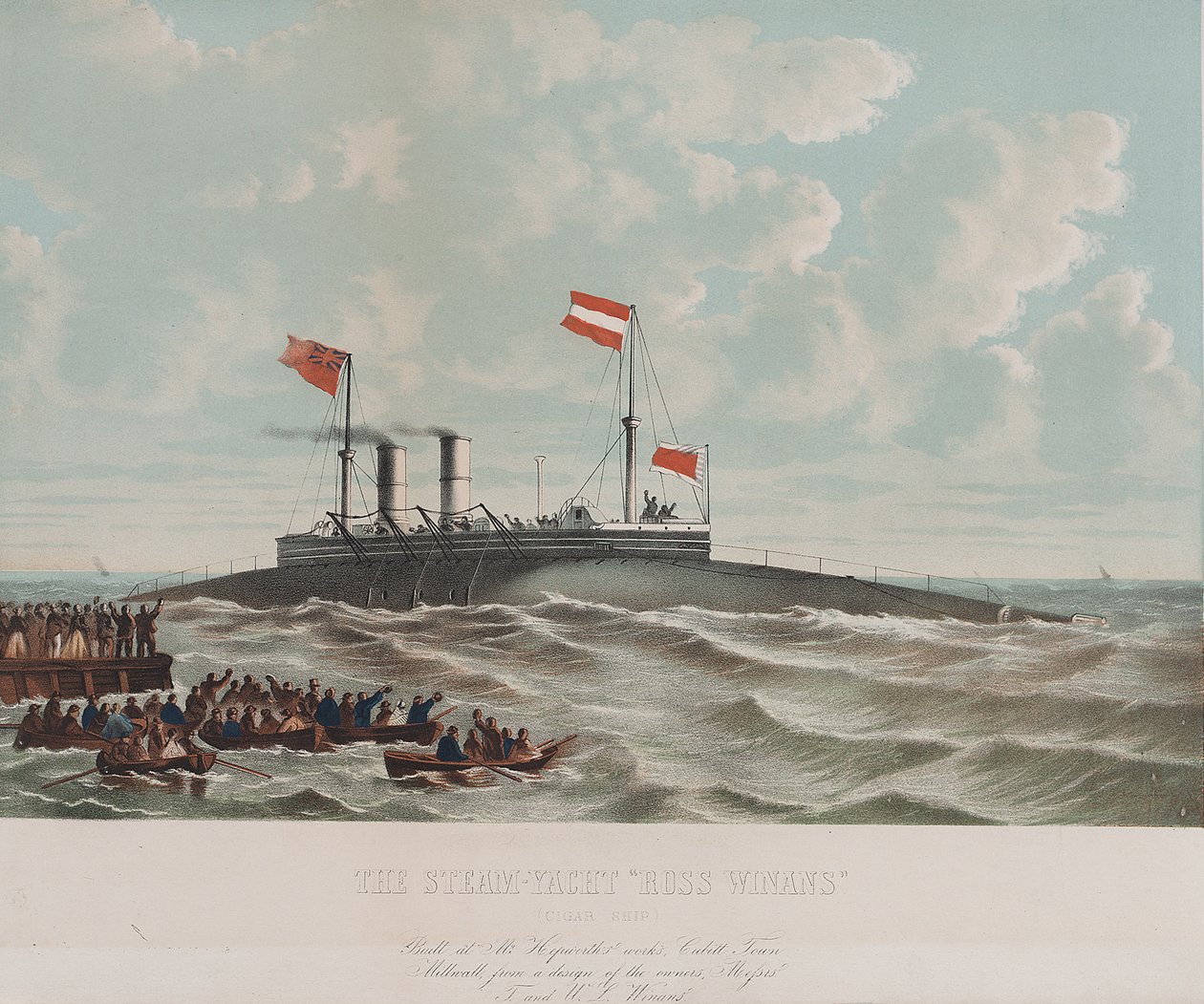 Dampbåden Ross Winan (cigarbåd), bygget i Millwall (England). Litografi (33,1x43,4 cm), af Thomas Goldsworth Dutton (ca. 1819-1891) af Thomas Goldsworth Dutton