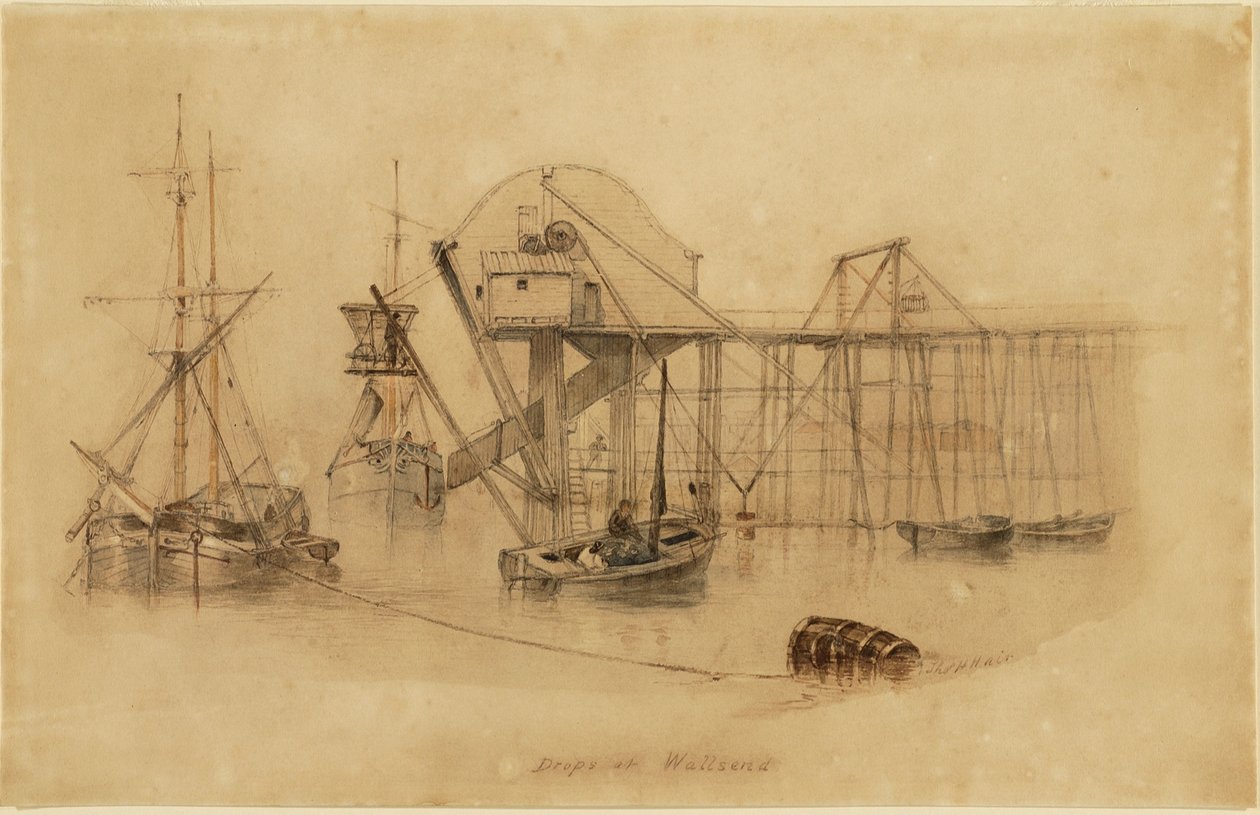 Drops at Wallsend (akvarel på papir) af Thomas H. Hair