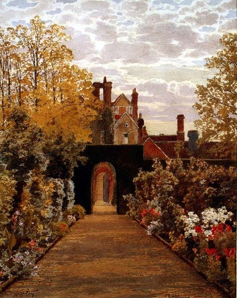 October Morning in the Gardens, Loseley, Surrey af Thomas H. Hunn
