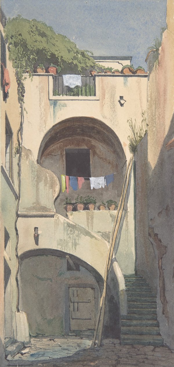 Et hus i Sorrento, midten af det 19. århundrede. af Thomas Hartley Cromek