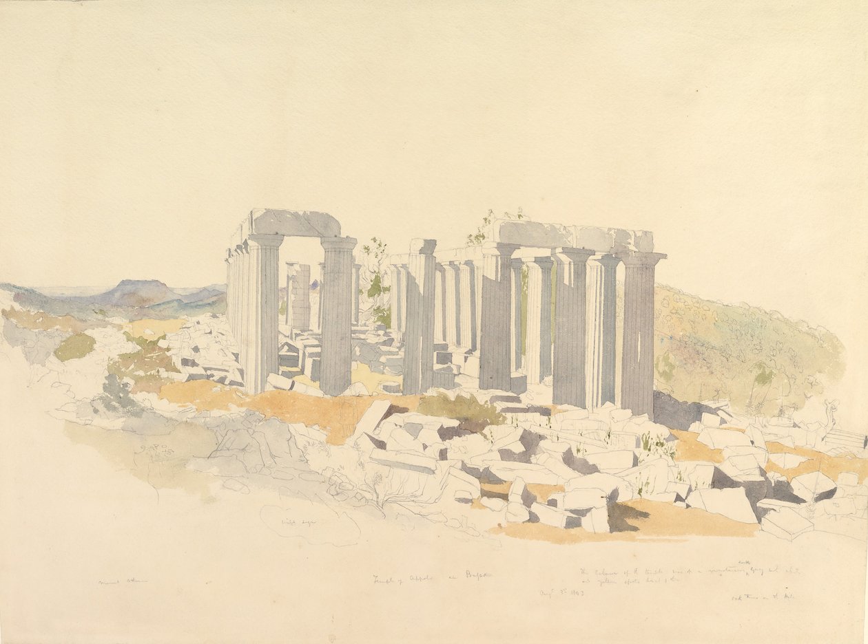 Apollontemplet i Bassae, 1843. af Thomas Hartley Cromek