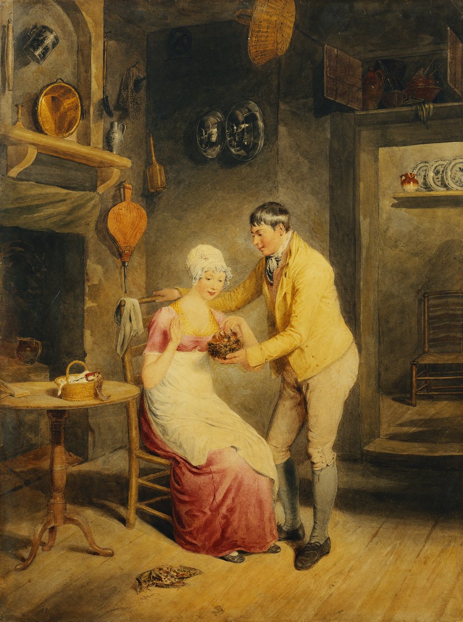 Idle Moments: en dreng, der viser en pige en rede af unger i et indre, af Thomas Heaphy