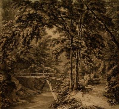 Downton, Herefordshire (pen og blæk med grå vask) af Thomas Hearne