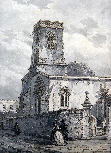 St. Peter i Østkirken (brunt blæk & grå vask) af Thomas Hearne