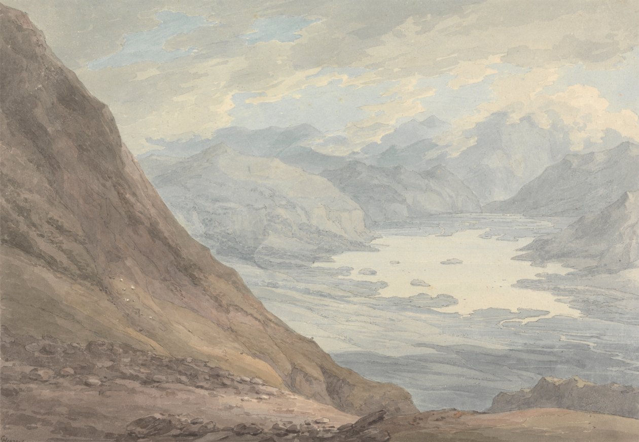 Udsigt fra Skiddaw over Derwentwater af Thomas Hearne