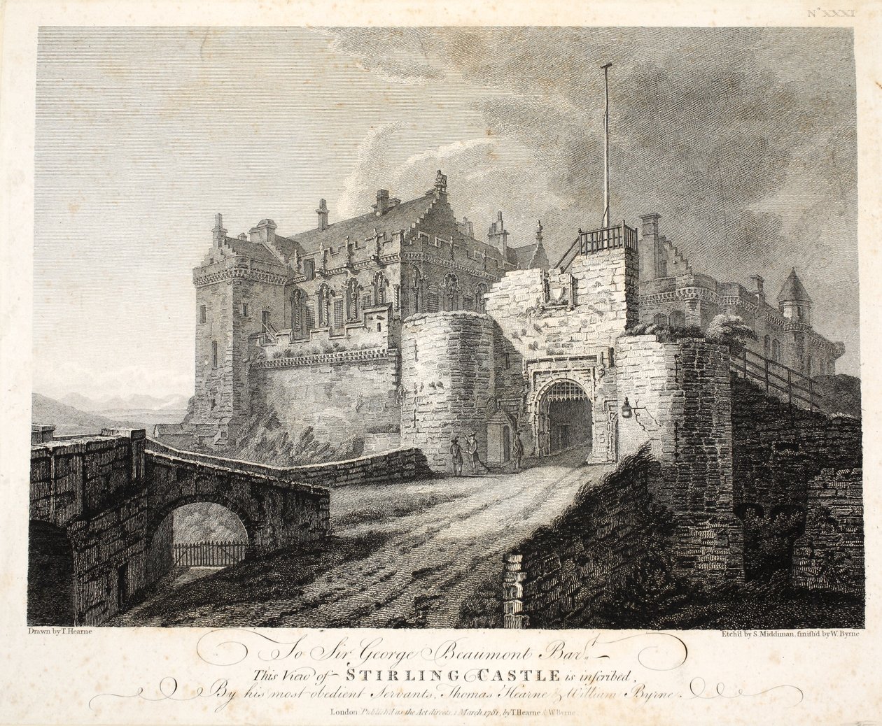 Udsigt over Stirling Castle, eng. William Byrne, pub. 1781 af Thomas Hearne