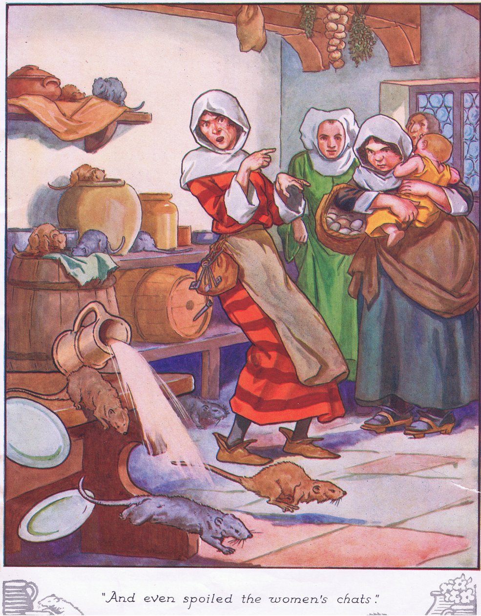 Og ødelagde endda kvindernes chats (farvelitografi) af Thomas Heath Robinson