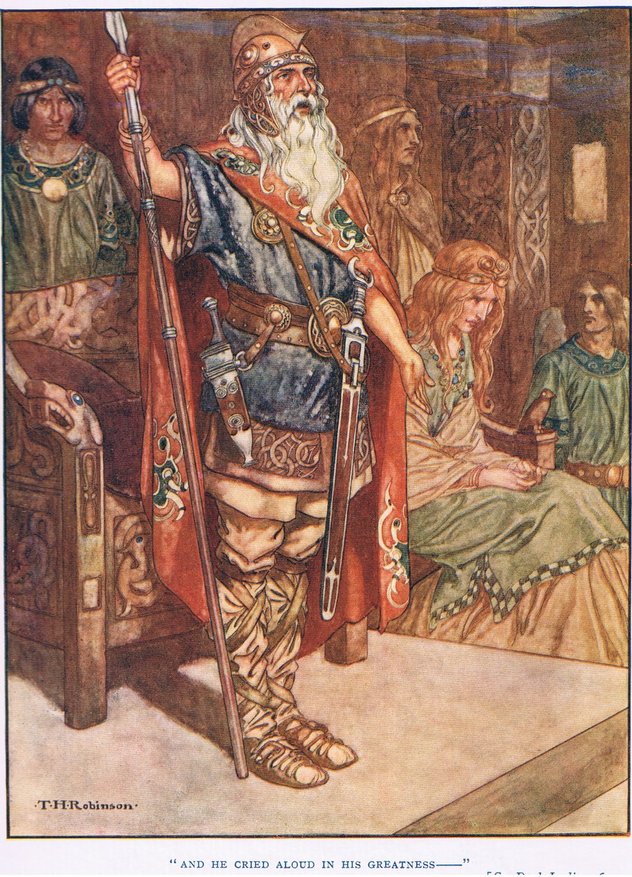 Og han råbte højt i sin storhed (litografi) af Thomas Heath Robinson