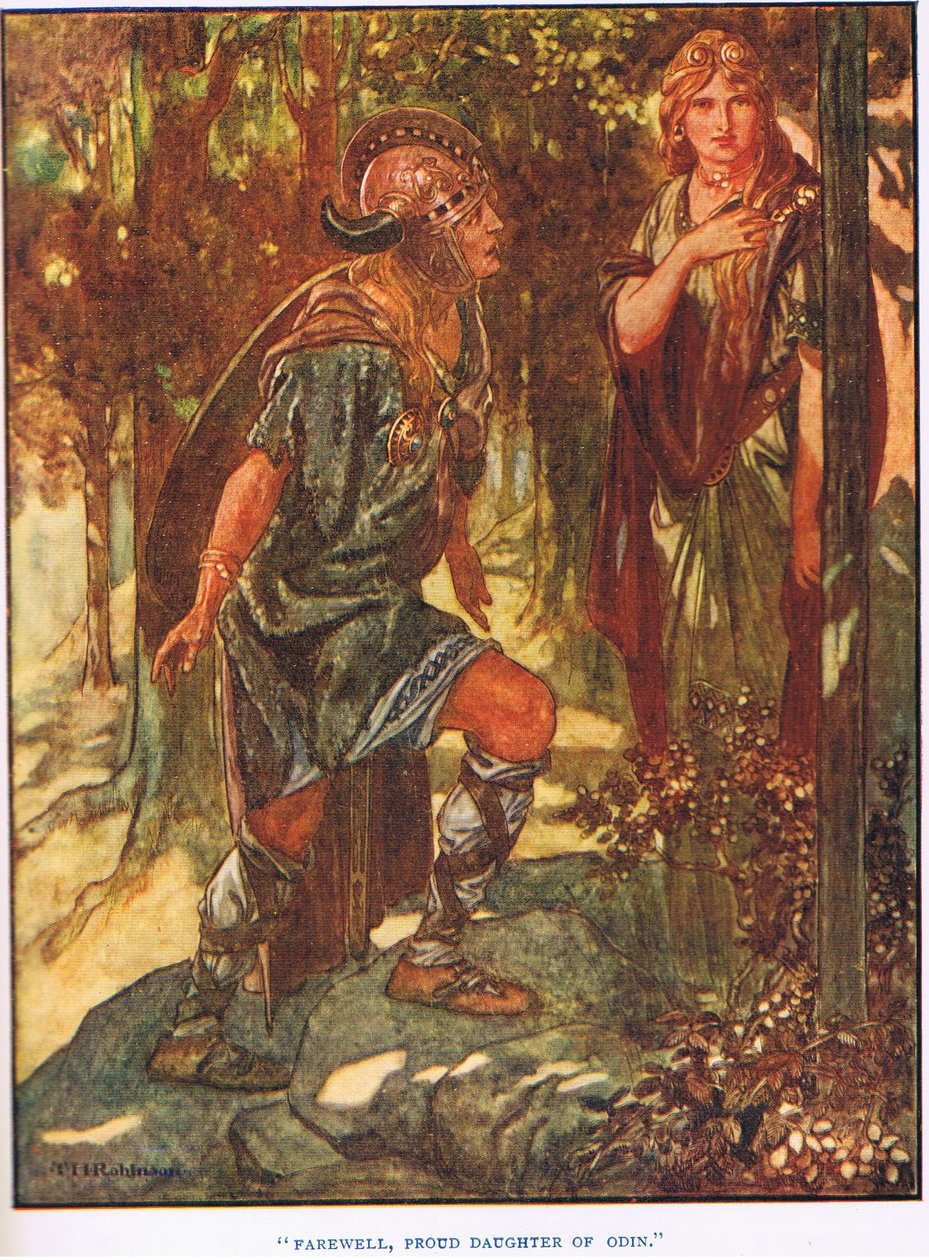Farvel, Odins stolte datter (litografi) af Thomas Heath Robinson