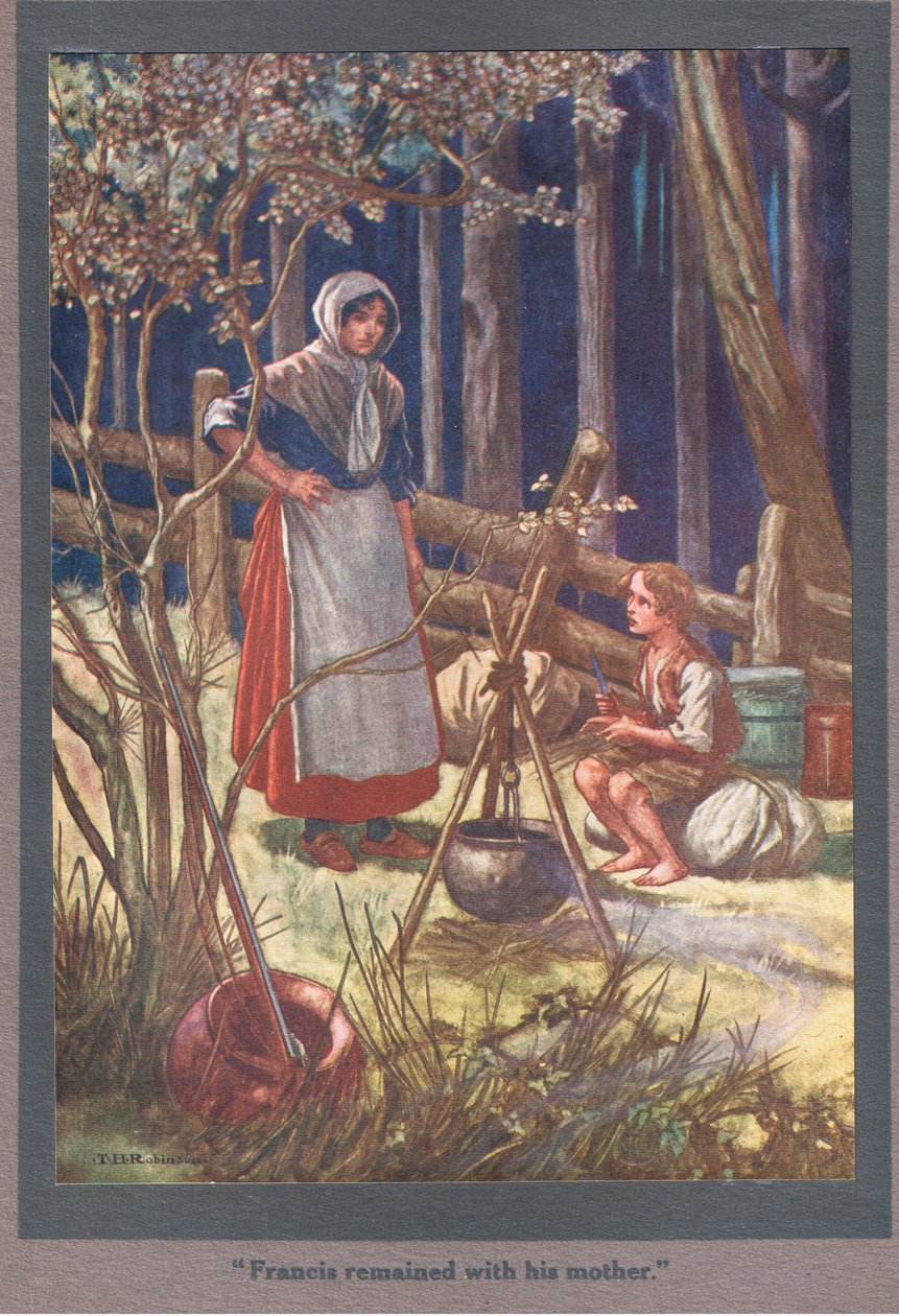 Francis blev hos sin mor (farvelitografi) af Thomas Heath Robinson