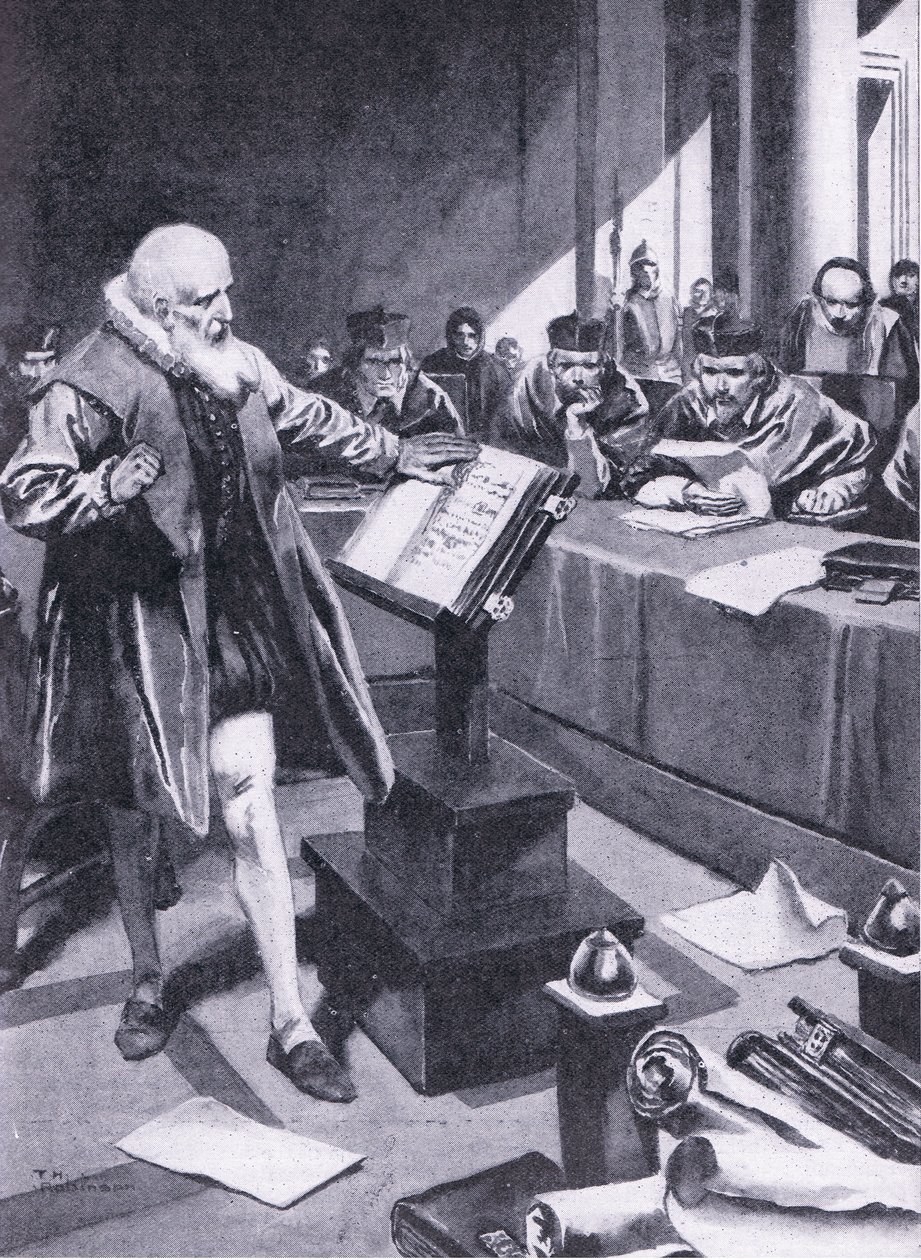 Galileo optræder for kardinalerne i Rom, illustration fra 