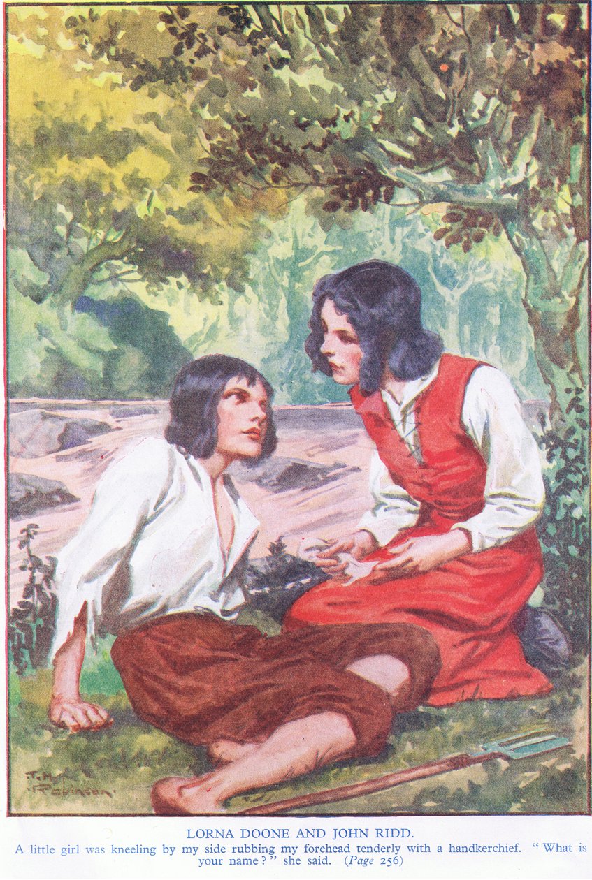 Lorna Doone og John Ridd (farvelitografi) af Thomas Heath Robinson