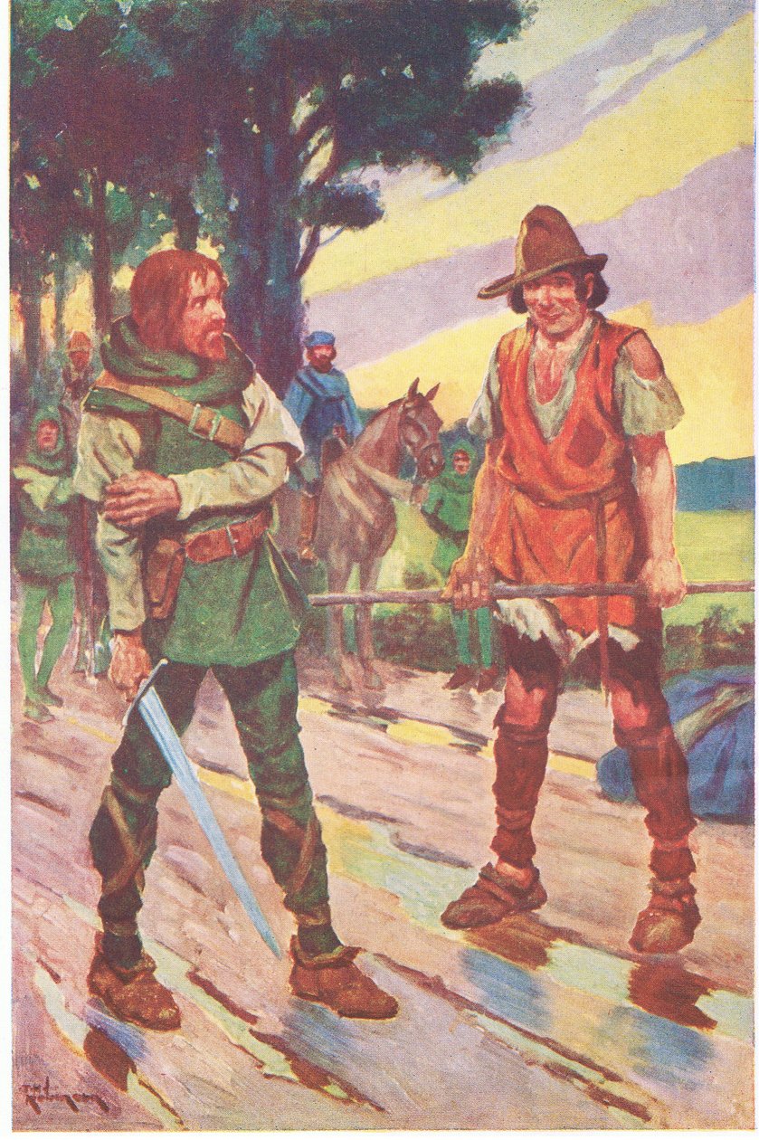 "Ikke mig", svarede tiggeren. "Det var ikke mig, der valgte kampen". (farvelitografi) af Thomas Heath Robinson