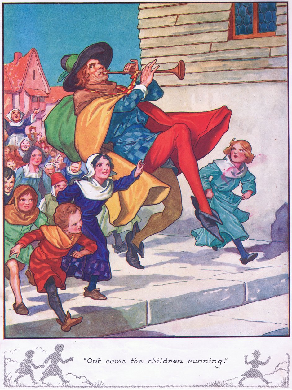 Ud kom børnene løbende (farvelitografi) af Thomas Heath Robinson