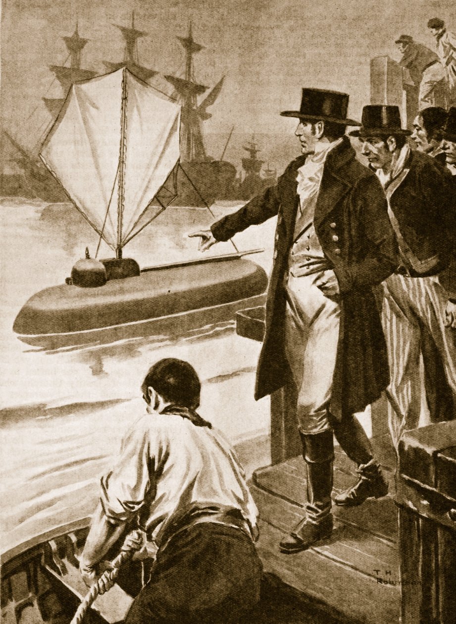 Robert Fulton i Frankrig viser sin ubåd 