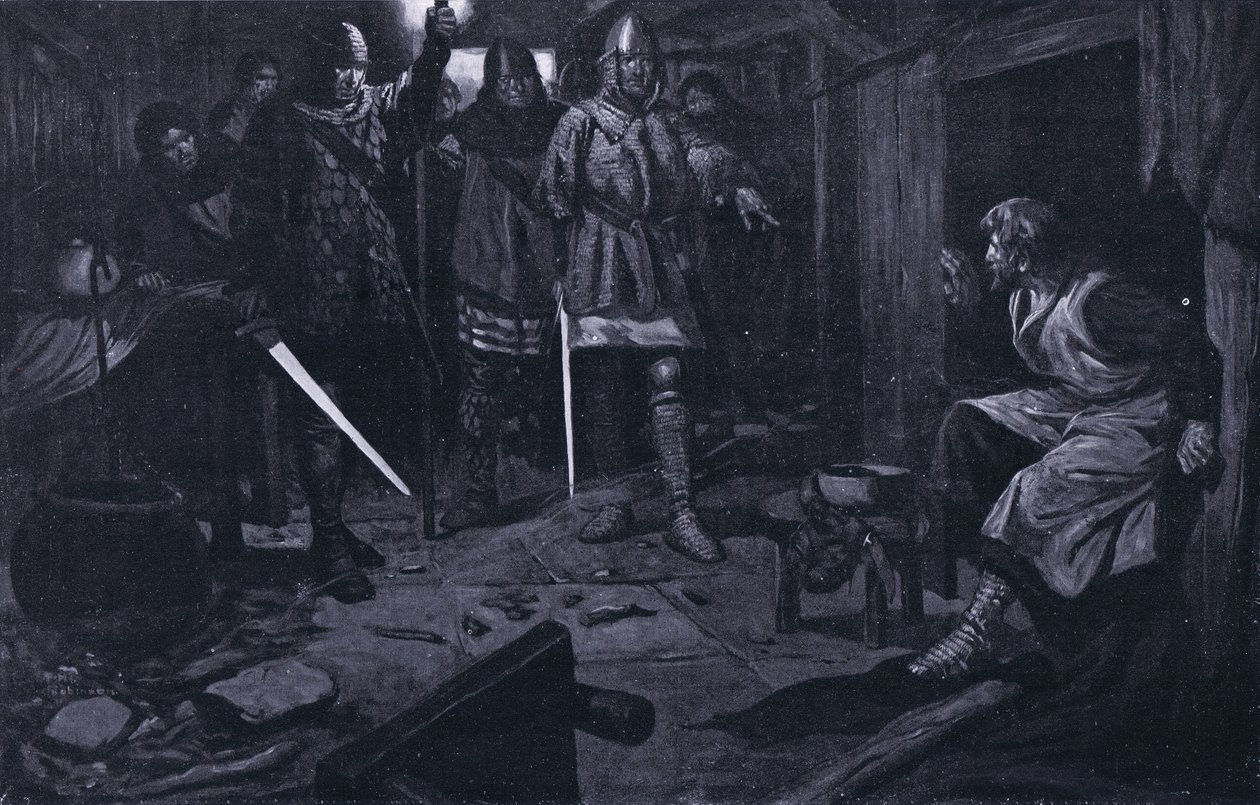 Tilfangetagelsen af William Wallace AD1305 (litografi) af Thomas Heath Robinson