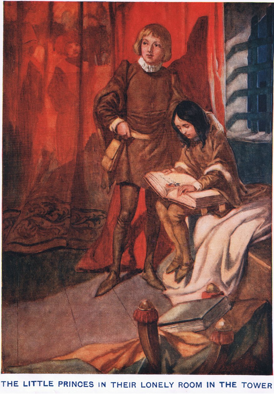 De små prinser i deres ensomme værelse i tårnet af Thomas Heath Robinson