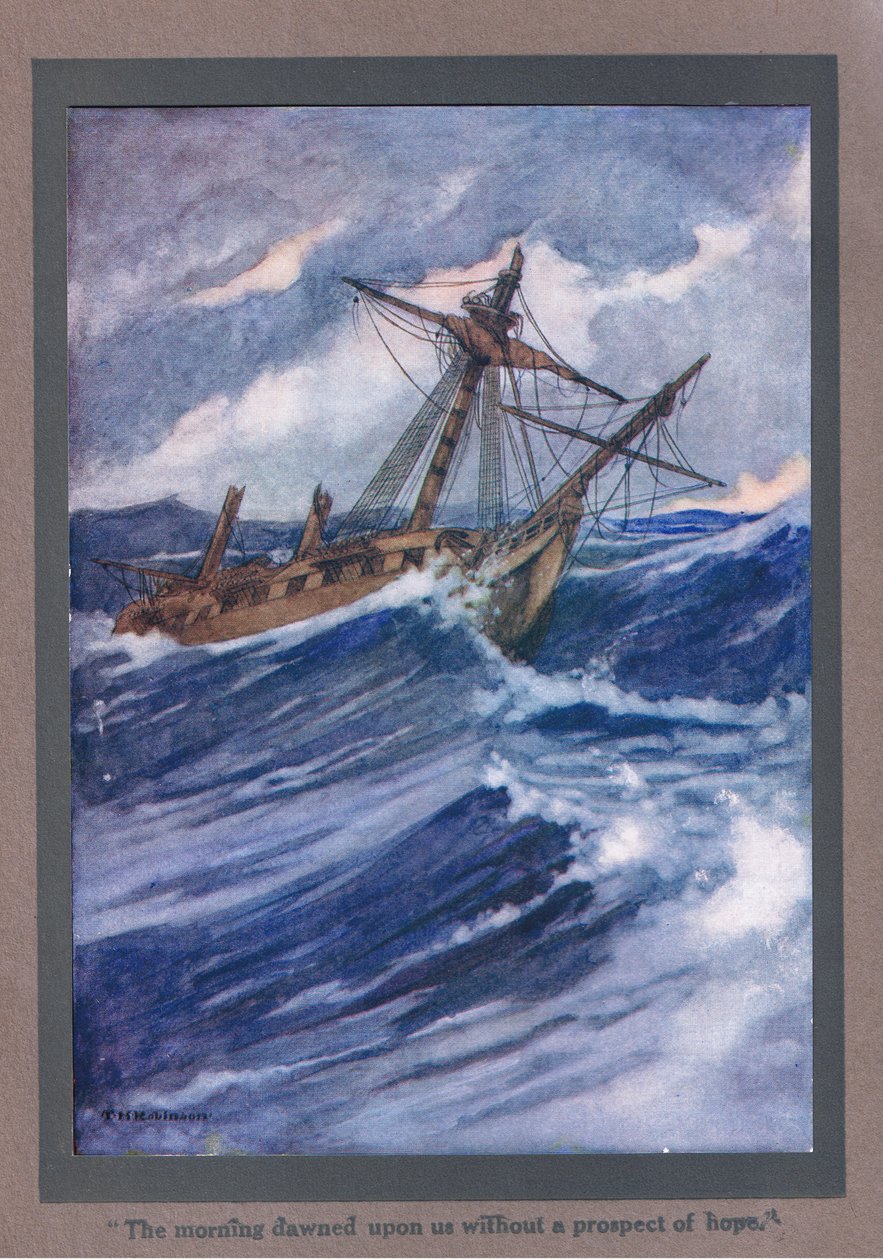 Morgenen gryede for os uden udsigt til håb (farvelitografi) af Thomas Heath Robinson