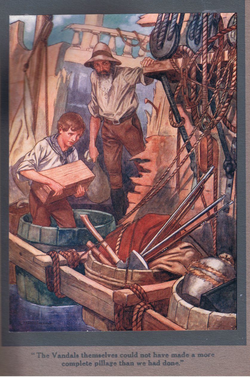 Vandalerne selv kunne ikke have lavet en mere komplet plyndring, end vi havde gjort (farvelitografi). af Thomas Heath Robinson