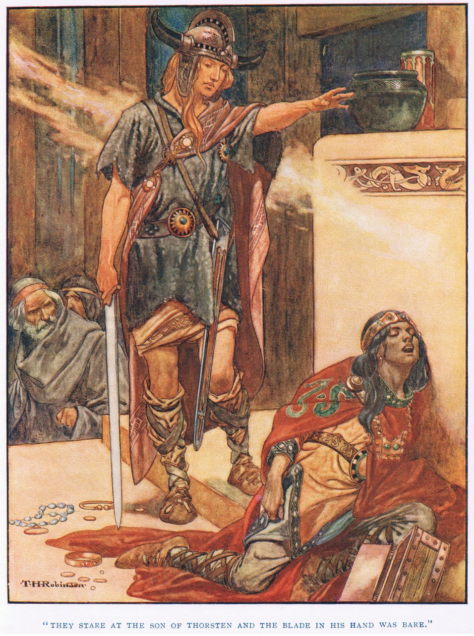 De stirrer på Thorstens søn (litografi) af Thomas Heath Robinson