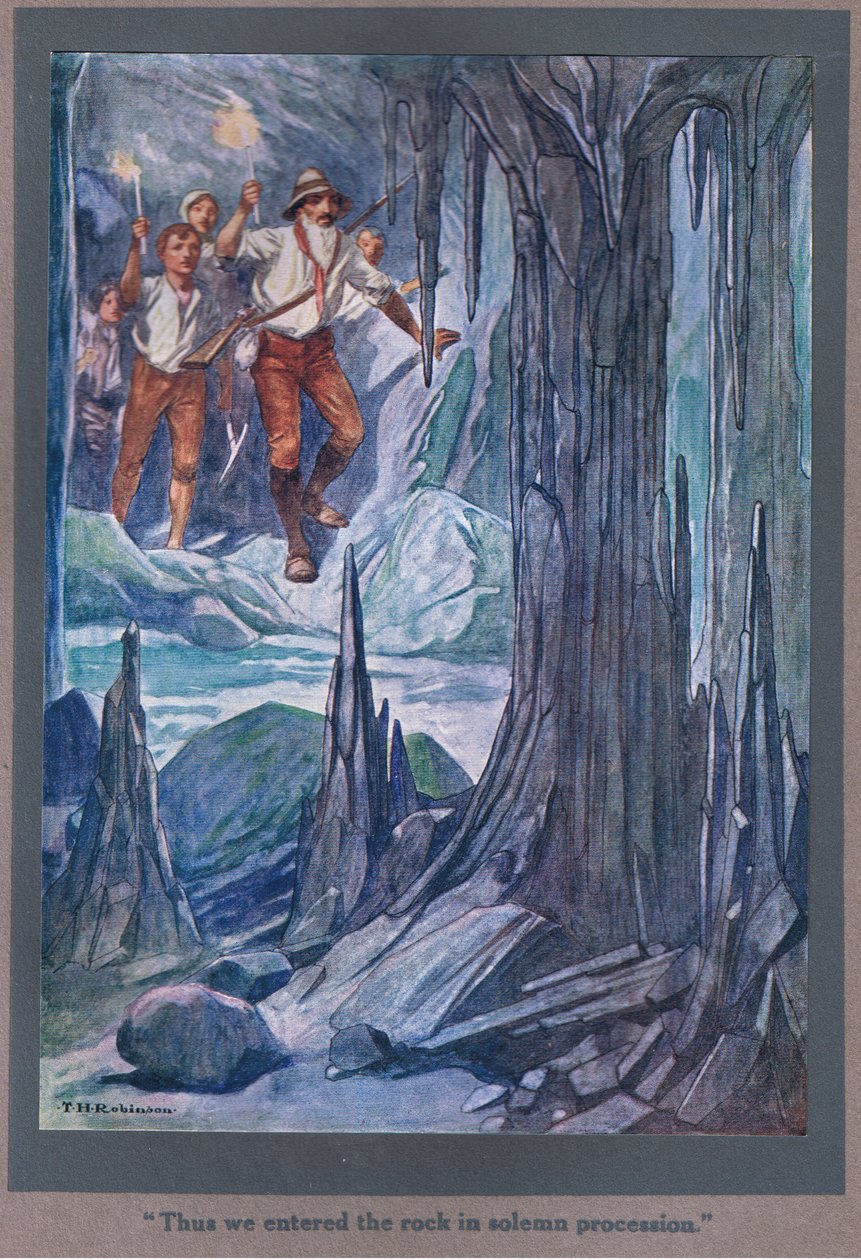 Således gik vi ind i klippen i højtidelig procession (farvelitografi) af Thomas Heath Robinson