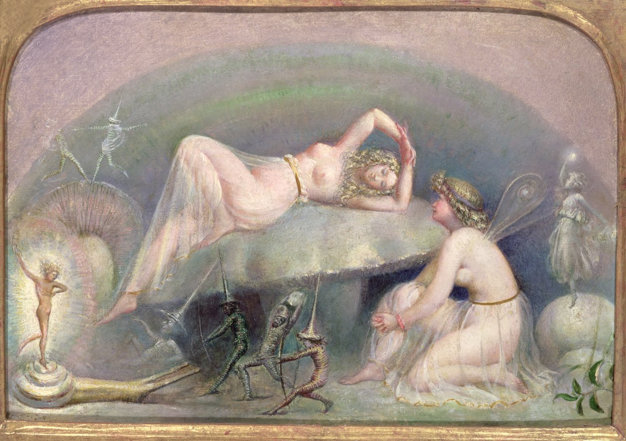 Fe hviler på en svamp, ca. 1860 af Thomas Heatherley