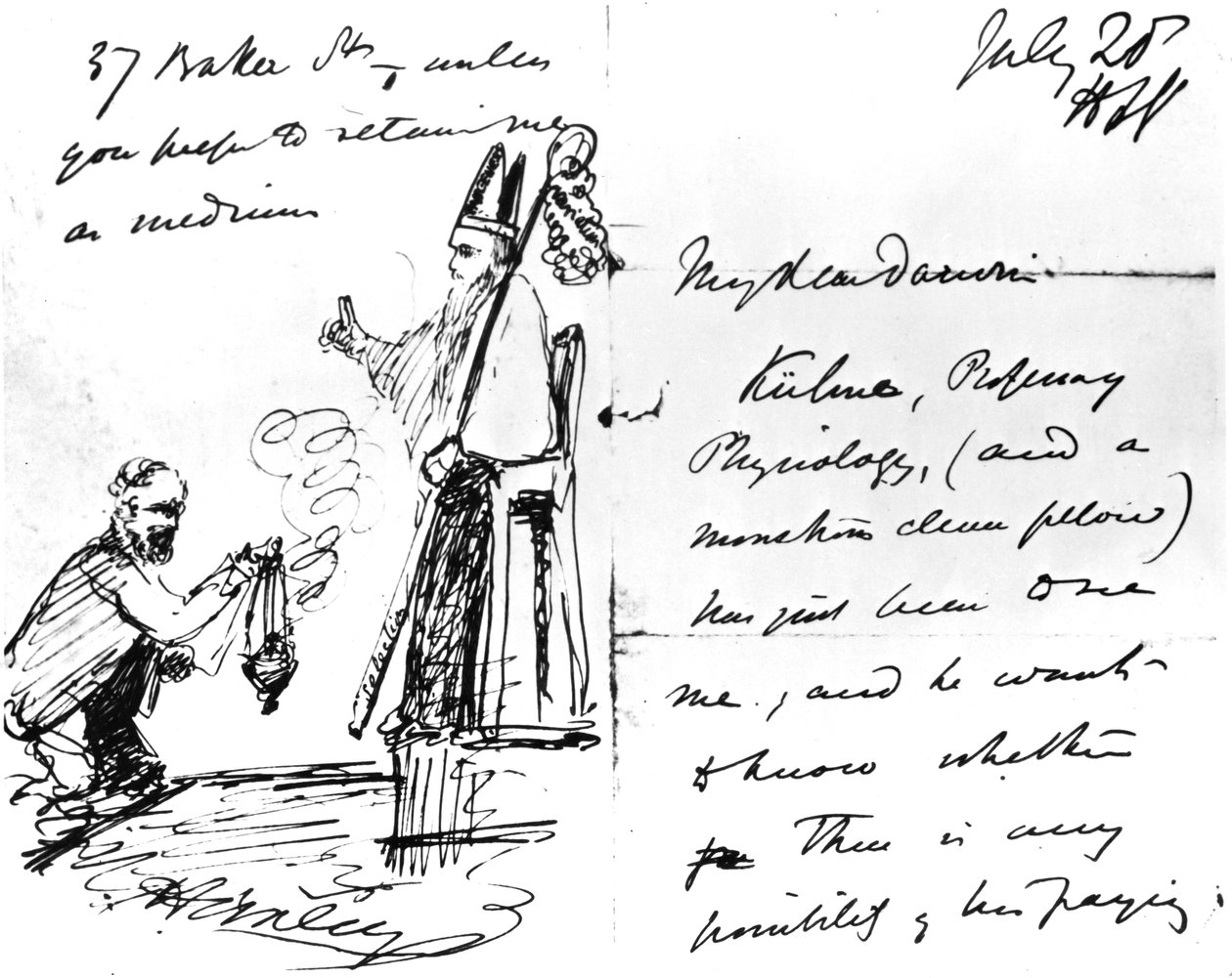 Et brev fra Thomas Henry Huxley til Charles Darwin, med en skitse af Darwin som biskop eller helgen, 20. juli 1868 af Thomas Henry Huxley