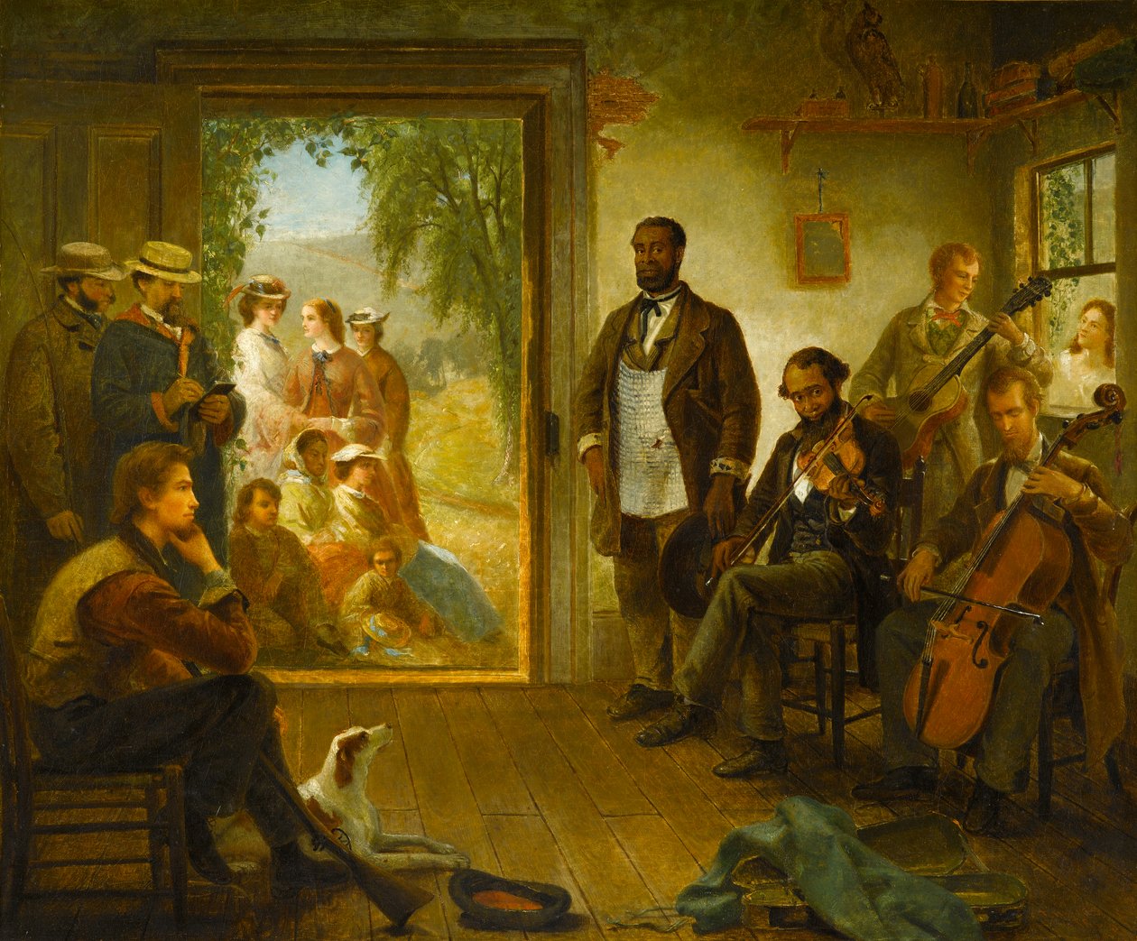 The Musicale, Barber Shop, Trenton Falls, New York, 1866 af Thomas Hicks