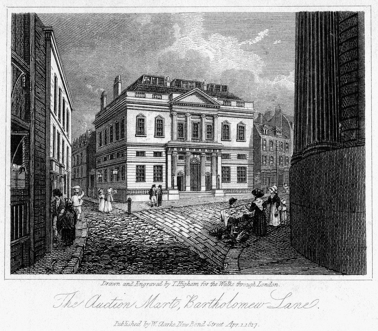The Auction Mart, Bartholomew Lane, City of London, 1817. af Thomas Higham