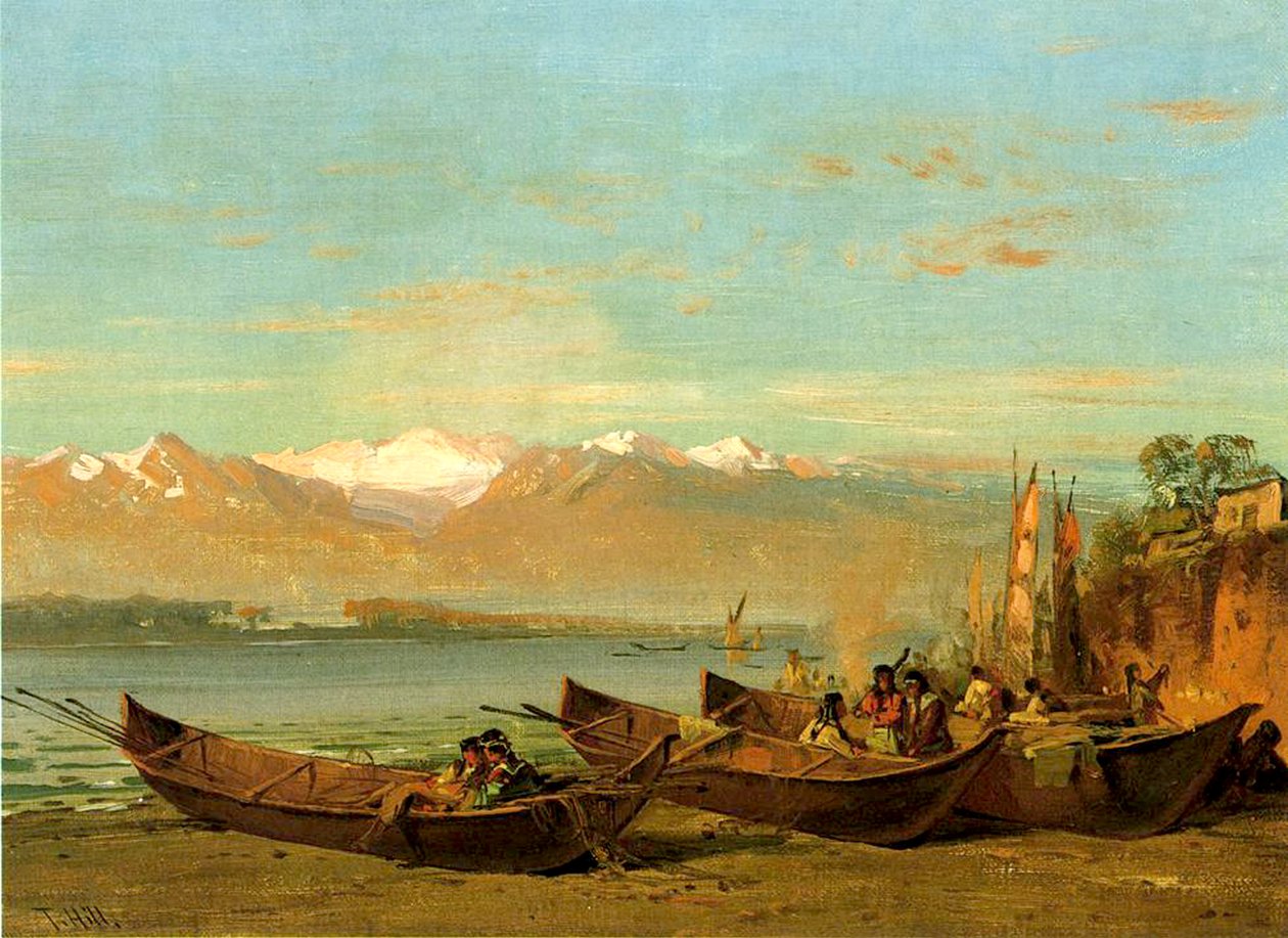 Laksefestivalen, Columbia River, ca. 1888 af Thomas Hill