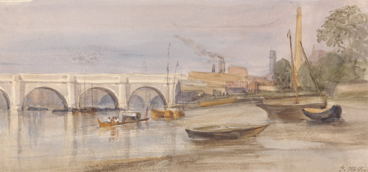 Westminster Bridge fra Lambeth Shore af Thomas Hollis
