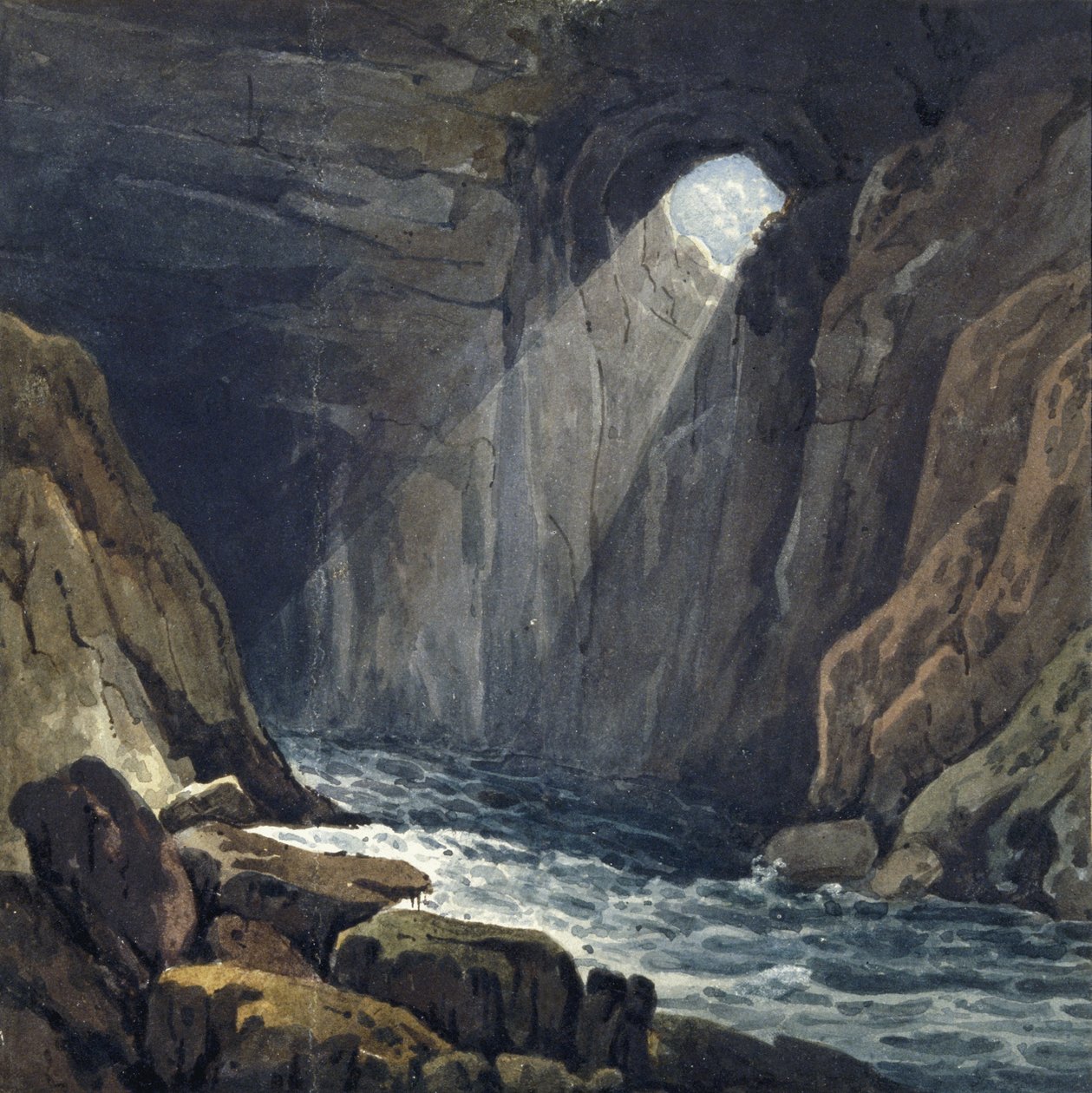 Det indre af grotten ved Porth yr Ogof af Thomas Hornor