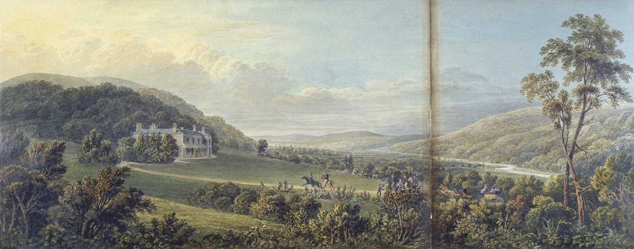Panorama over Rheola (akvarel på kort) af Thomas Hornor