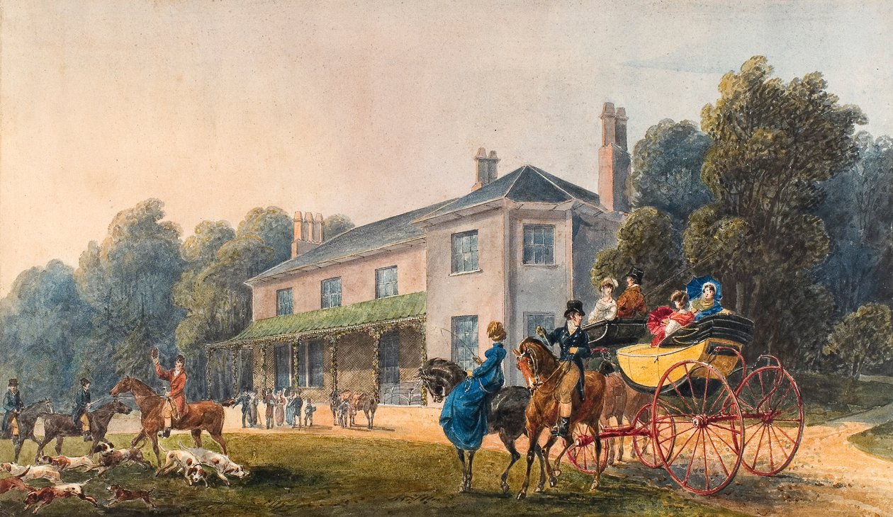 Rheola from the Lawn (akvarel og blyant på papir) af Thomas Hornor