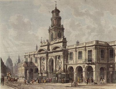 A View of The Royal Exchange, Cornhill, graveret af Daniel Havell (1785-1826), udgivet af Daniel Havell (1785-1826). 1816 af Ackermann