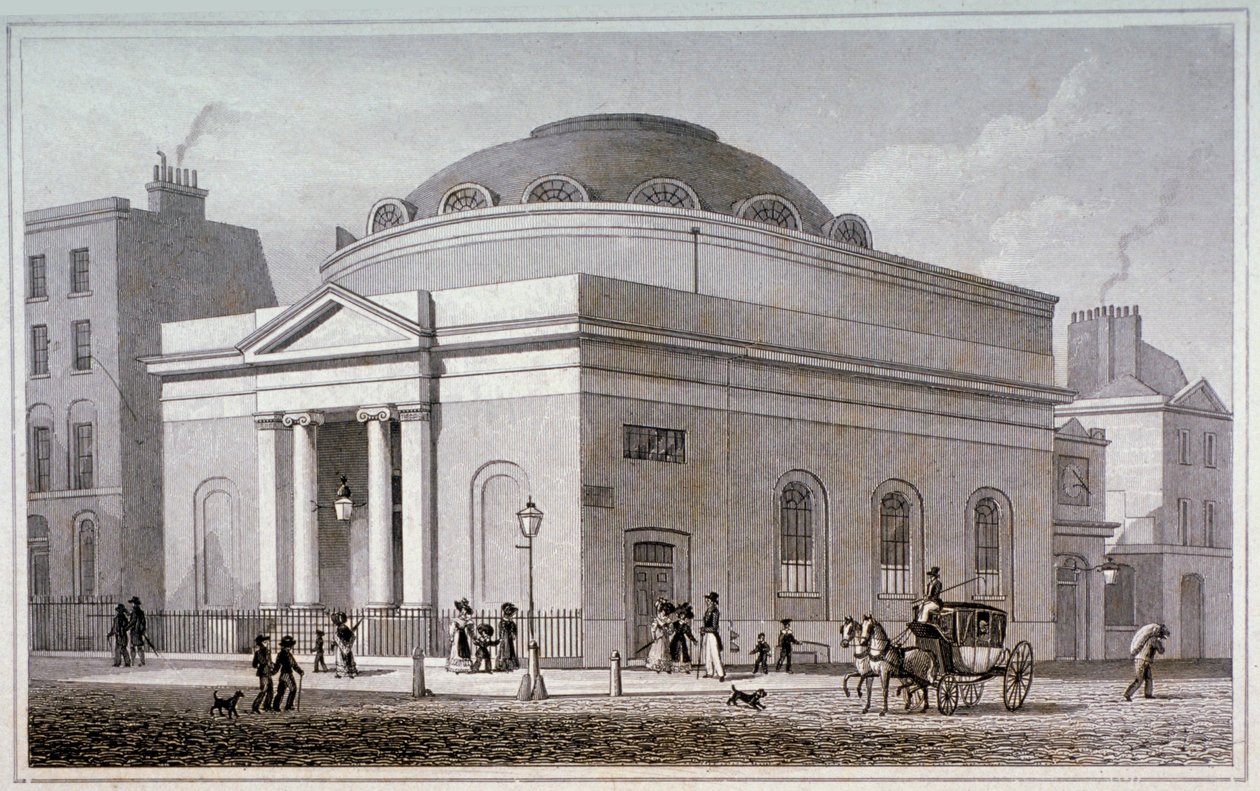 Albion Chapel, London, c1827. af Thomas Hosmer Shepherd