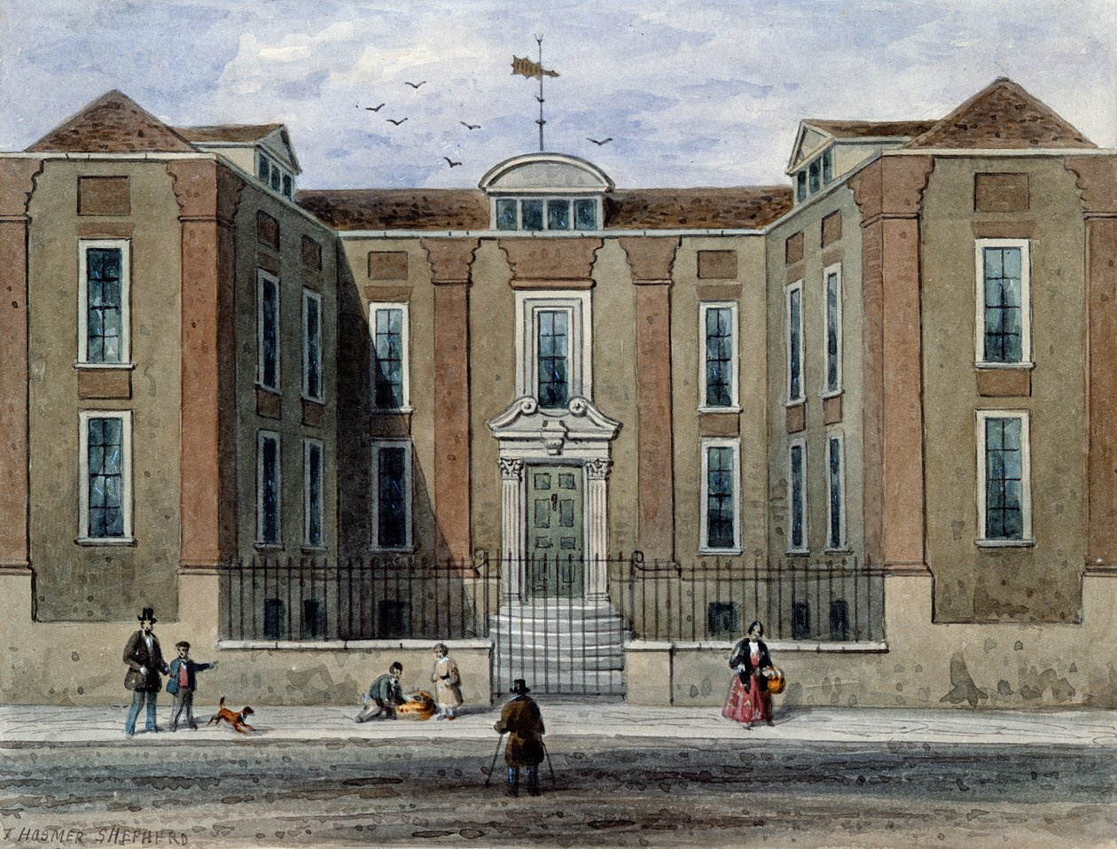 Et gammelt palæ, kaldet Pritchett Hall, South Side of Union St., Southwark, 1828 af Thomas Hosmer Shepherd