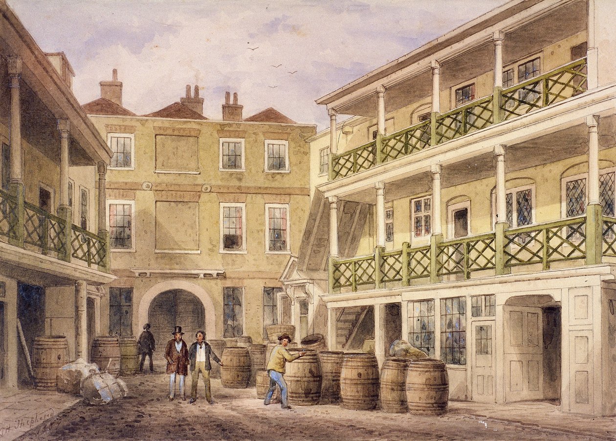 Bell Inn, Aldersgate Street, London, 1857 af Thomas Hosmer Shepherd