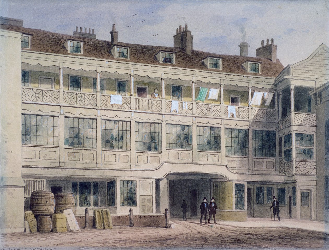 Belle Sauvage Yard, Ludgate Hill, London, c1850 af Thomas Hosmer Shepherd