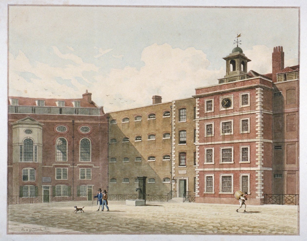 Bridewell, City of London, 1821 af Thomas Hosmer Shepherd