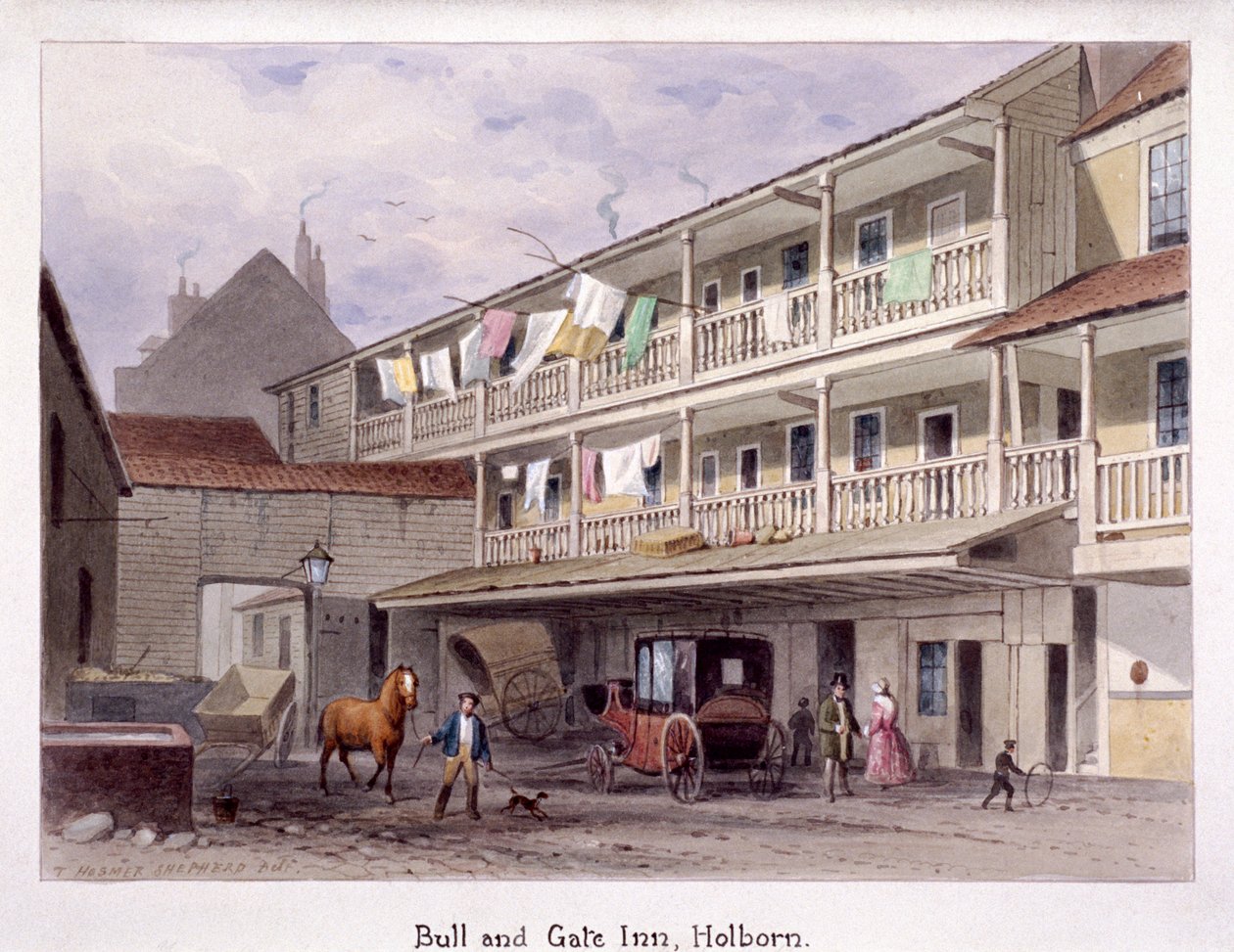 Bull and Gate Inn, Holborn, London, C1850 af Thomas Hosmer Shepherd