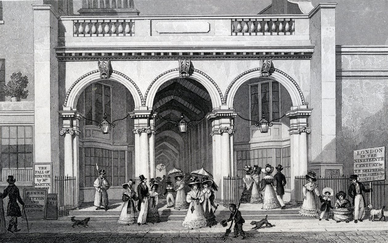 Burlington Arcade, Picadilly, graveret af William Tombleson, 1828 af Thomas Hosmer Shepherd