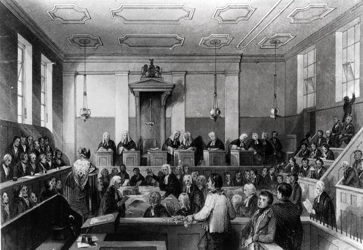 Central Criminal Court, The Old Bailey, graveret af H. Melville af Thomas Hosmer Shepherd