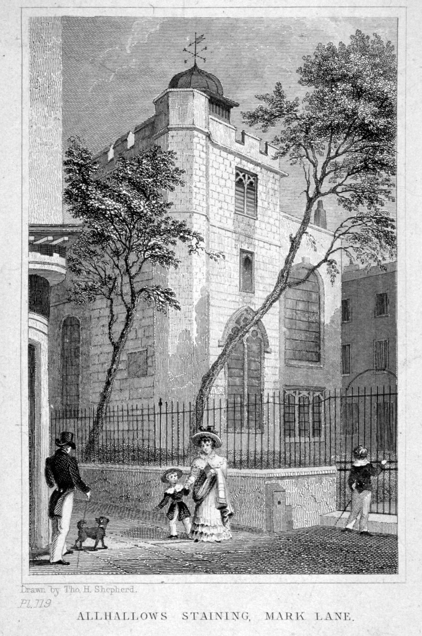 Church of All Hallows Staining, London, 1829 af Thomas Hosmer Shepherd