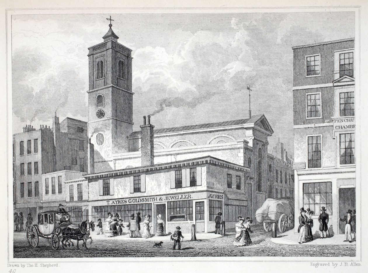 Church of St Dionis, Backchurch, fra pubben 