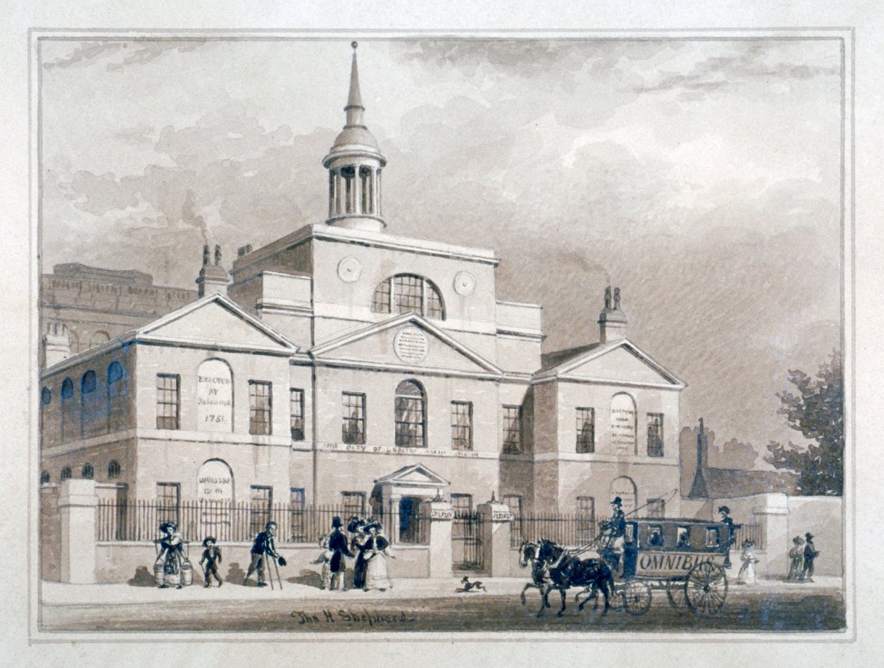 City of London Lying-In Hospital, City Road, Finsbury, London, c1827. af Thomas Hosmer Shepherd