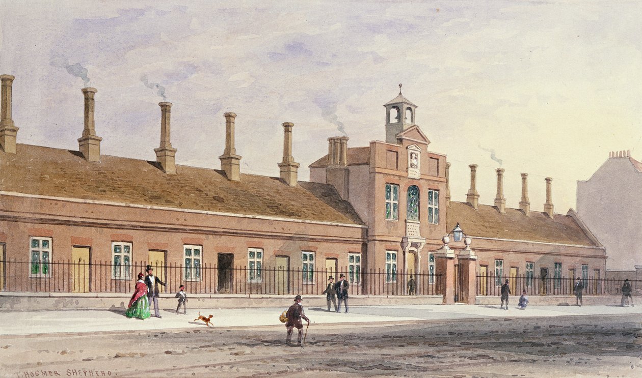 Emery Hills Alms Houses i Rochester Row, 1850 af Thomas Hosmer Shepherd