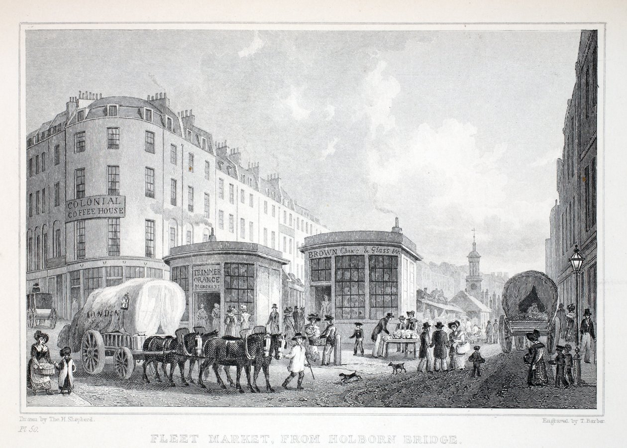 Fleet Street, set fra Holborn Bridge, fra puben "London and it